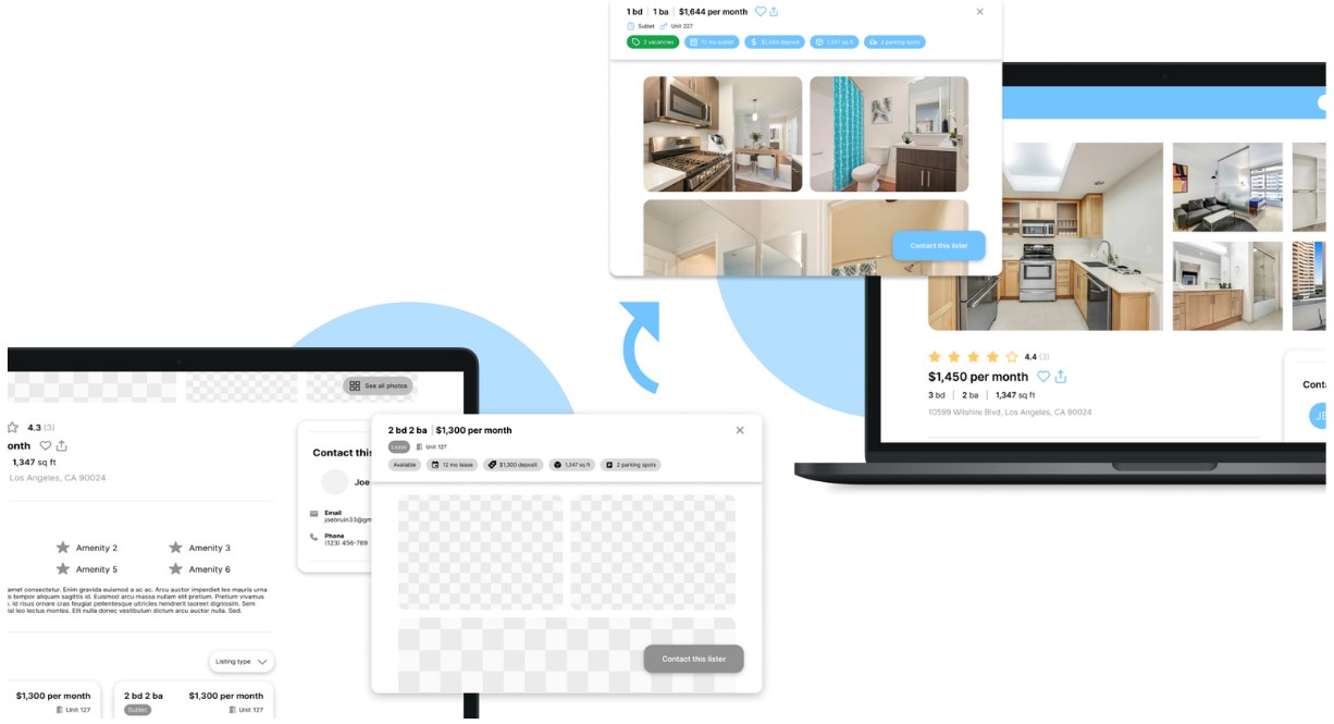 Building and unit listing pages with the contact card
