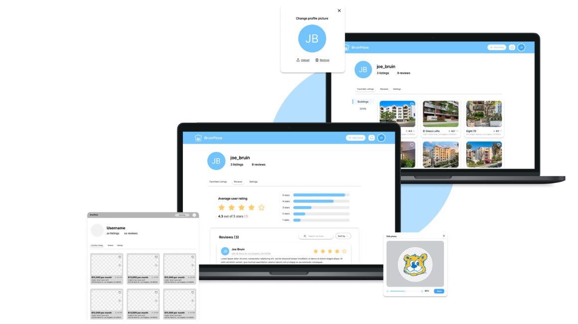 User profile with favorited buildings and reviews