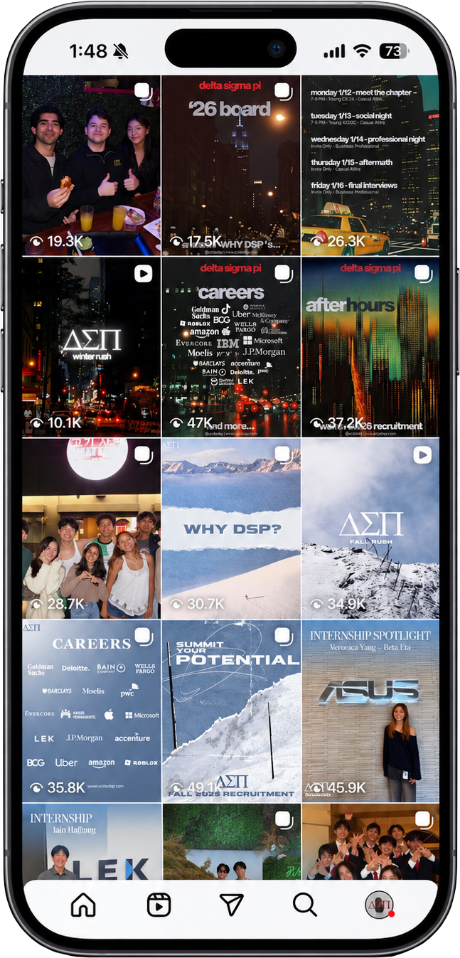 The @ucladsp Instagram grid on a phone