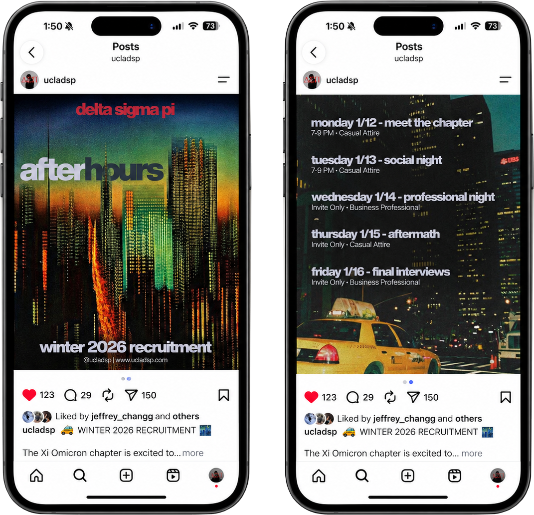 After Hours recruitment post and its week schedule on Instagram
