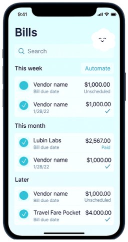 Bills and expenses list